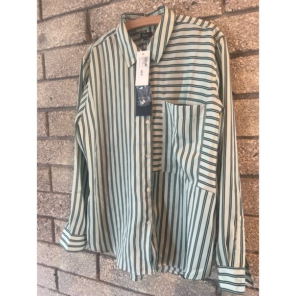 Rails Womens Spencer Striped Long-Sleeve Button-Down Shirt In Green & White - Picture 4 of 10